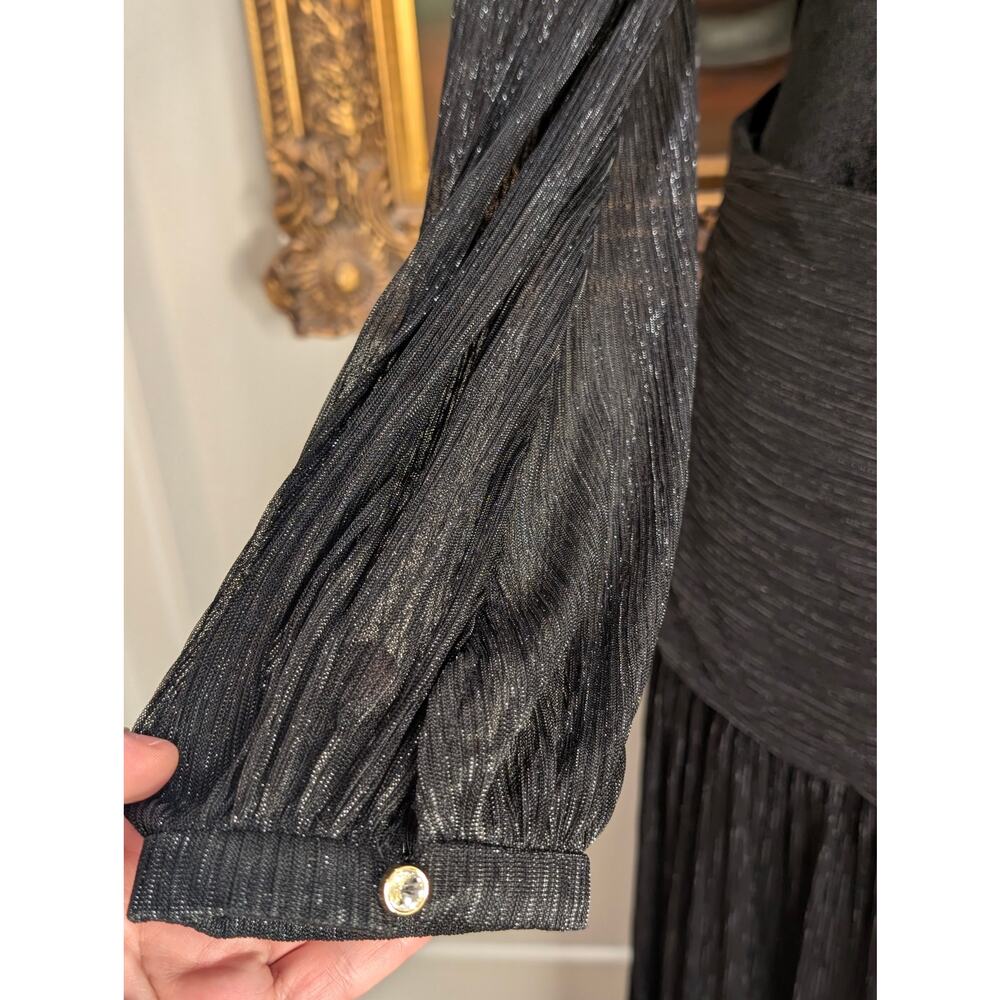 Gianni Bini Hazel Black Metallic Gown - Pleated Cutout Fall Formal Homecoming 12 - Picture 5 of 10